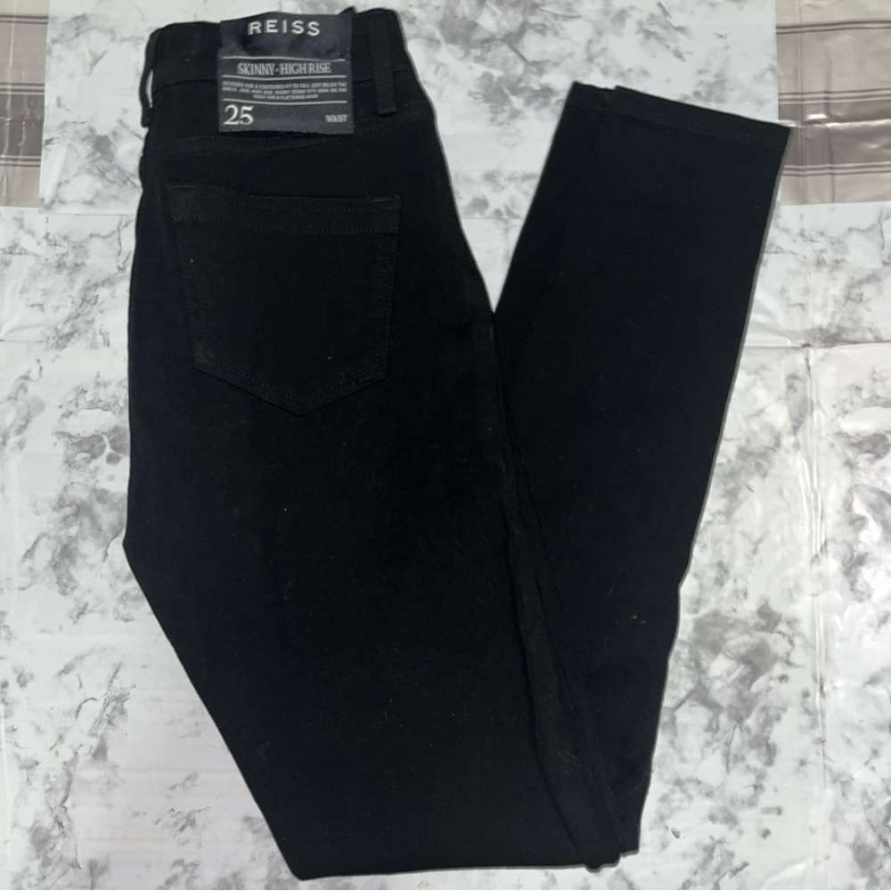 Reiss skinny jeans high rise stretch  Womens size 25 black Pants NWT